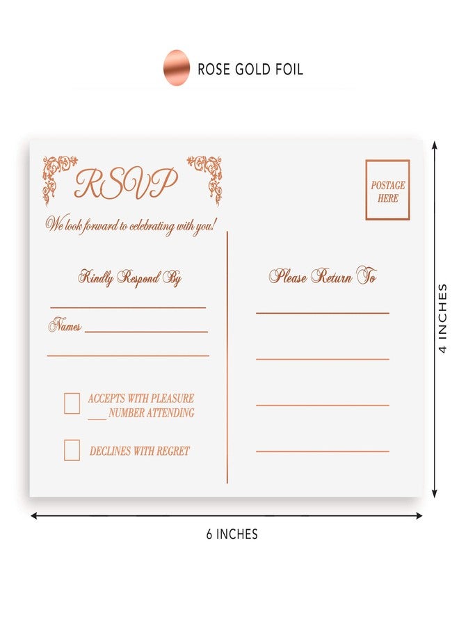 K11 Photo Design RSVP Cards for Wedding Rose Gold Foil 4"x6", Postcards, Reply for Celebrations, Response Cards, Reply for Rehearsal, Party Invitations RSVP Cards Rose - Image 2